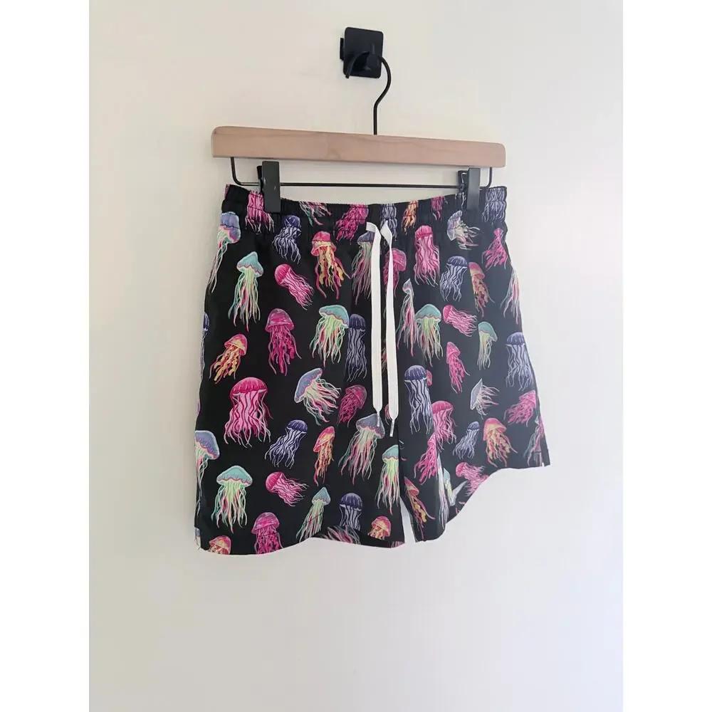 Chubbies Don't Be Jellies Neon Multicolor Jellyfish Print 5.5”Swim Trunks-Size M
